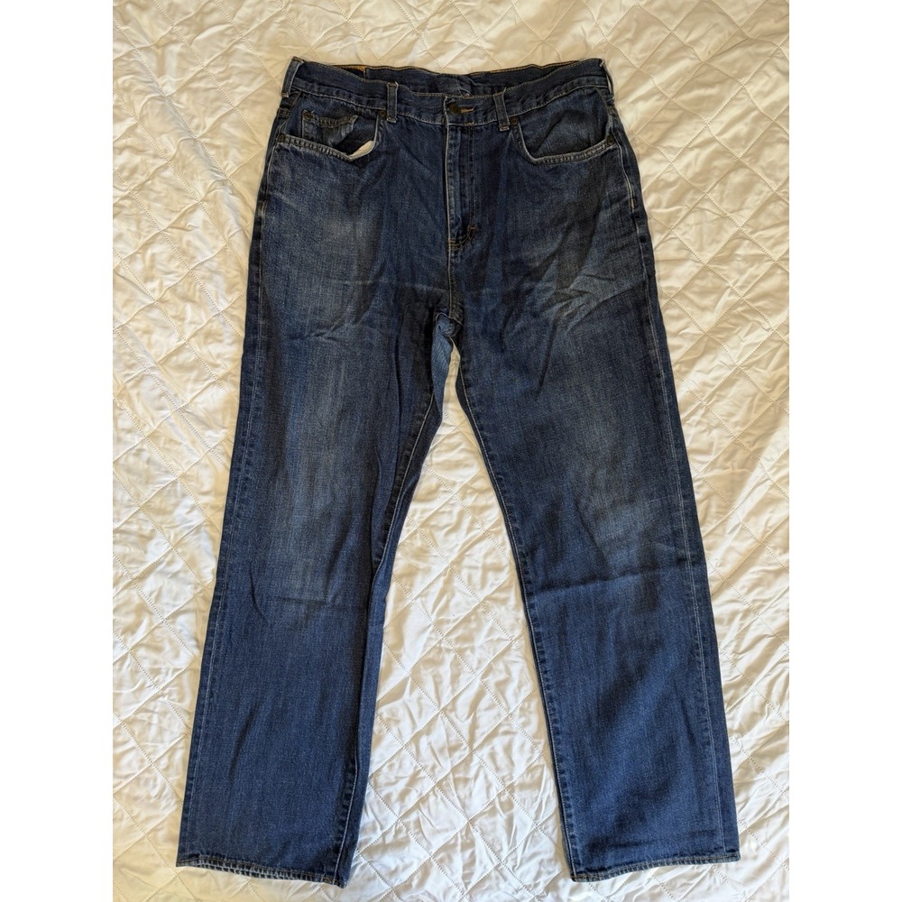 Chaps 36X32 Straight Leg Mens Blue Jeans Actual 34X31 Dark Wash 100% Cotton